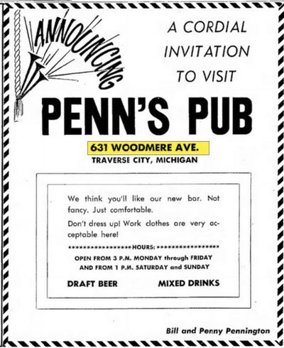J&G Lanes (T.C. Recreation) - Aug 1962 Ad For Penns Pub
